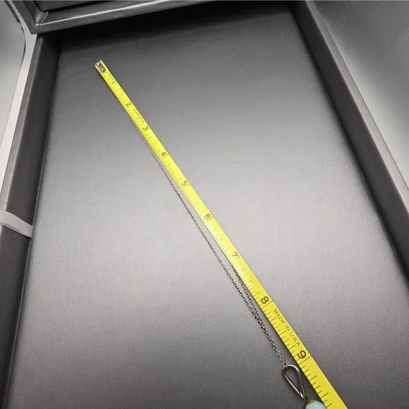 VTG Sterling Silver Larimar Pendant Necklace 18" Teardrop Signed F 6.79g - Picture 9 of 15